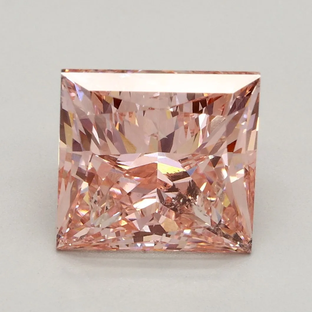 3.17ct PRINCESS Fancy Intense Pink SI1 Coloured Lab diamond