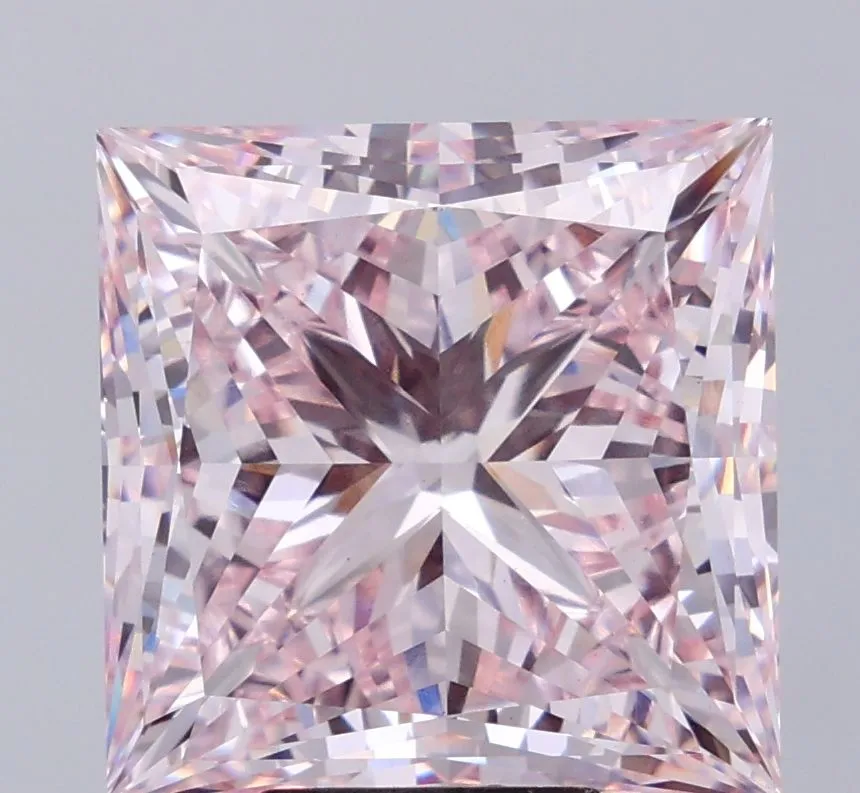 12.31ct PRINCESS Fancy Light Pink VVS2 Coloured Lab diamond