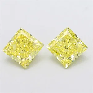 3ct PRINCESS Fancy Intense Yellow VS2 Coloured Lab diamond