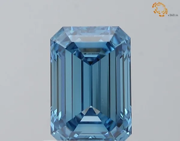 1.03ct EMERALD Fancy Vivid Blue VVS2 Coloured Lab diamond
