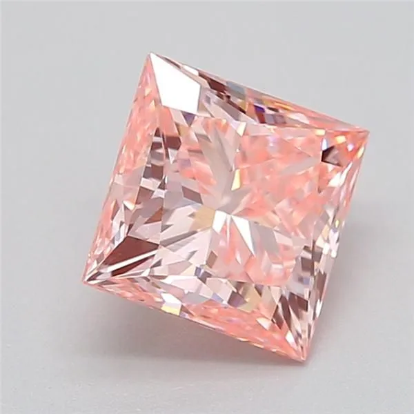 0.86ct PRINCESS Fancy Vivid Pink VVS2 Coloured Lab diamond