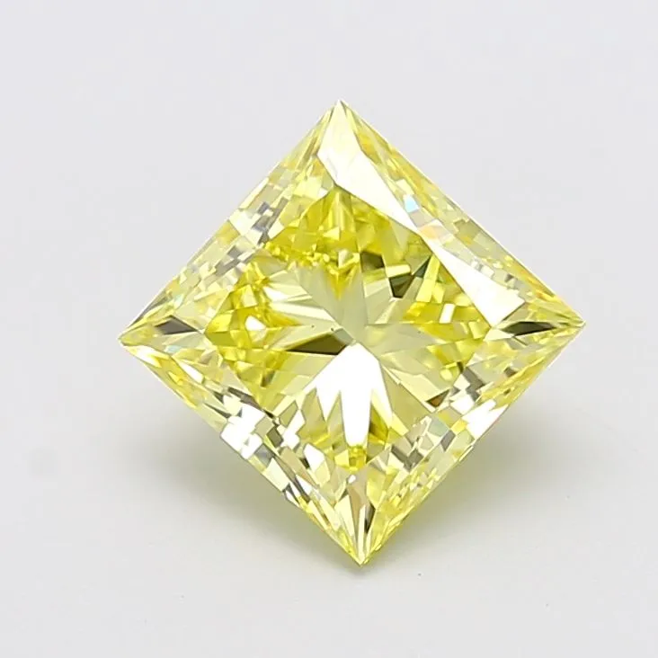 3.00ct PRINCESS Fancy Intense Yellow VVS2 Coloured Lab diamond