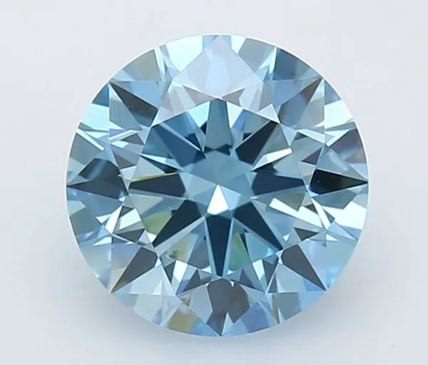 0.77ct ROUND Fancy Vivid Blue VVS1 Coloured Lab diamond