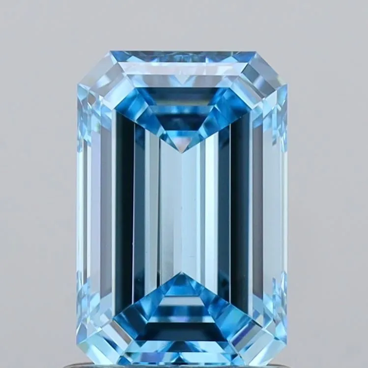 1.25ct EMERALD Fancy Vivid Blue VVS2 Coloured Lab diamond
