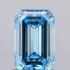 1.25ct EMERALD Fancy Vivid Blue VVS2 Coloured Lab diamond