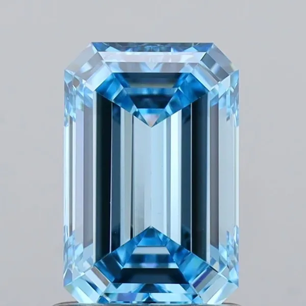 1.25ct EMERALD Fancy Vivid Blue VVS2 Coloured Lab diamond