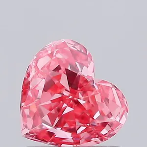 0.83ct HEART Fancy Vivid Pink VVS2 Coloured Lab diamond