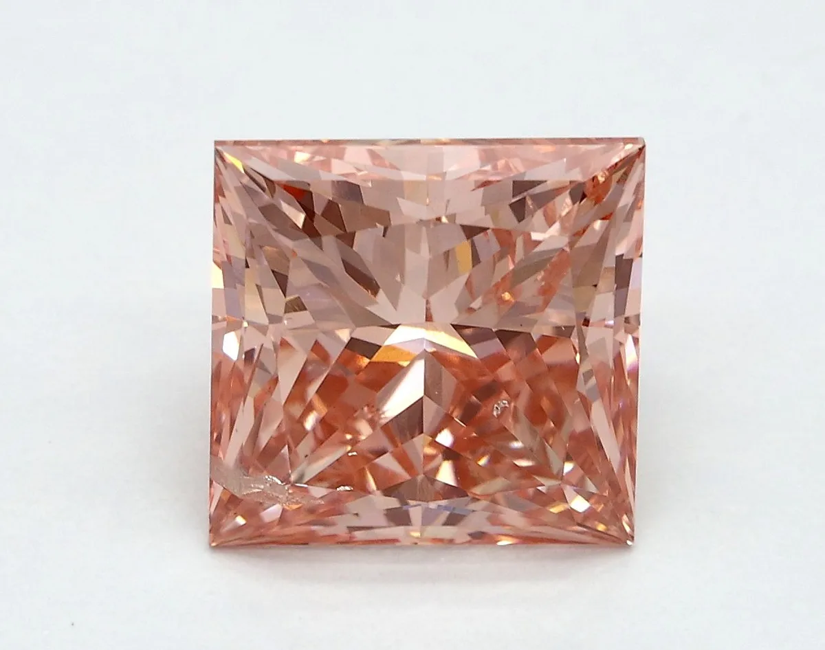 3.06ct PRINCESS Fancy Vivid Pink SI1 Coloured Lab diamond