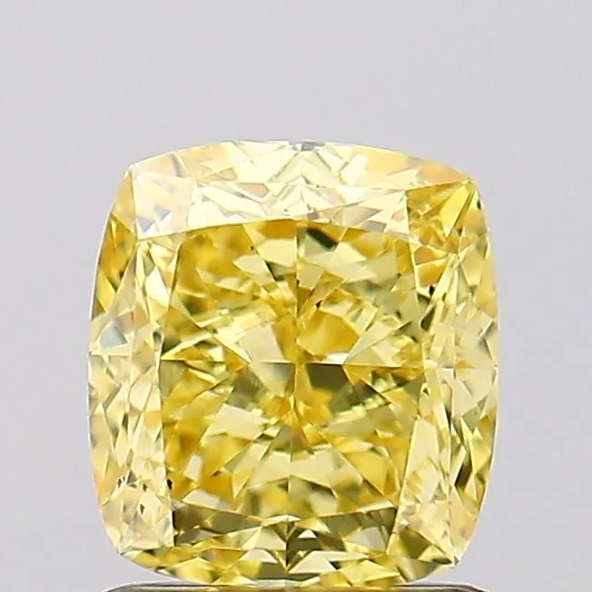 1.38ct CUSHION Fancy Vivid Yellow VS1 Coloured Lab diamond