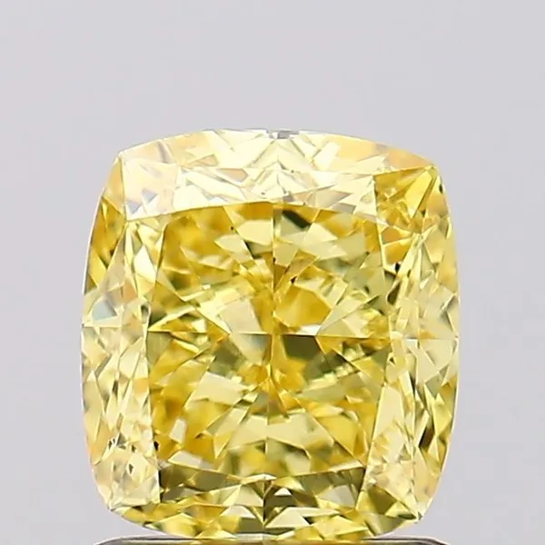 1.38ct CUSHION Fancy Vivid Yellow VS1 Coloured Lab diamond