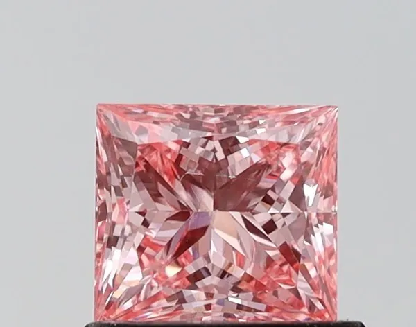 1.01ct PRINCESS Fancy Vivid Pink VS2 Coloured Lab diamond