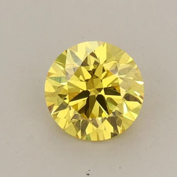 0.6ct ROUND Fancy Vivid Yellow VVS2 Coloured Lab diamond