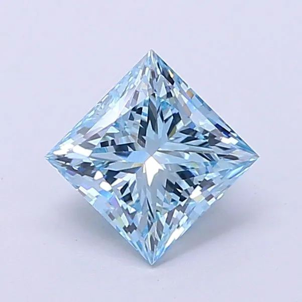 1.00ct PRINCESS Fancy Vivid Blue VS1 Coloured Lab diamond