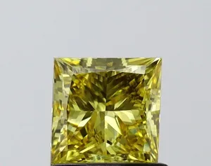1.01ct PRINCESS Fancy Intense Yellow VS1 Coloured Lab diamond