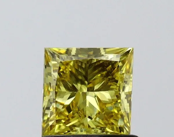 1.01ct PRINCESS Fancy Intense Yellow VS1 Coloured Lab diamond