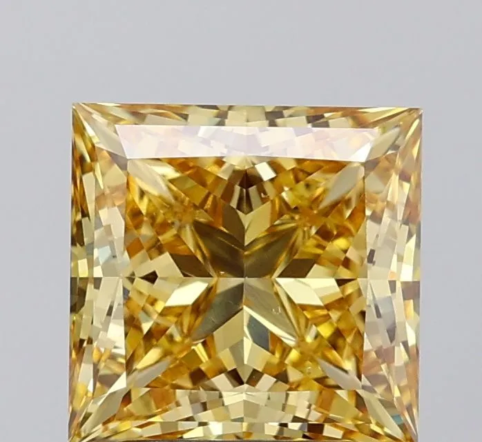 3.09ct PRINCESS Fancy Intense Yellow VS2 Coloured Lab diamond