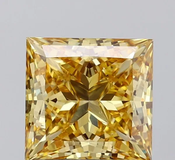 3.09ct PRINCESS Fancy Intense Yellow VS2 Coloured Lab diamond