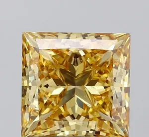 3.09ct PRINCESS Fancy Intense Yellow VS2 Coloured Lab diamond