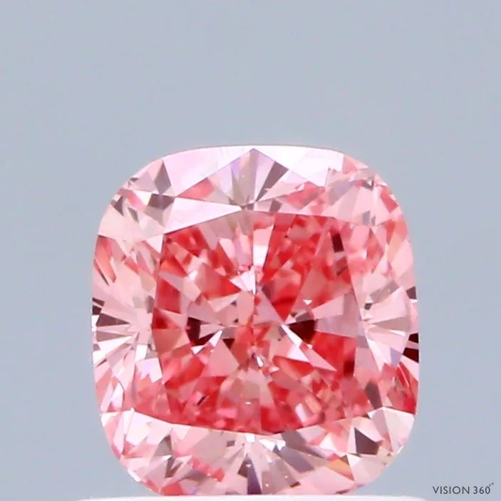 1.03ct CUSHION Fancy Vivid Pink VS1 Coloured Lab diamond
