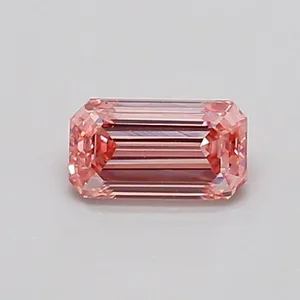 0.42ct EMERALD Fancy Intense Pink VS1 Coloured Lab diamond