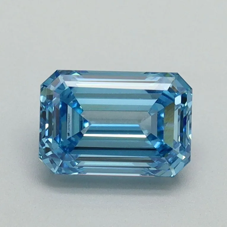 1.08ct EMERALD Fancy Vivid Blue VS1 Coloured Lab diamond