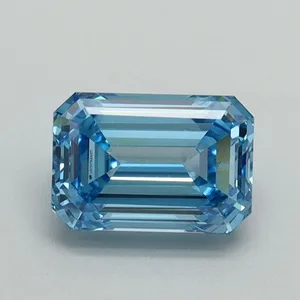 1.08ct EMERALD Fancy Vivid Blue VS1 Coloured Lab diamond