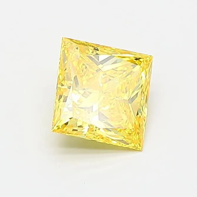 0.65ct PRINCESS Fancy Vivid Yellow VVS1 Coloured Lab diamond