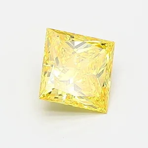 0.65ct PRINCESS Fancy Vivid Yellow VVS1 Coloured Lab diamond