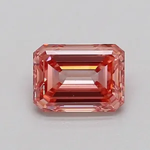 0.63ct EMERALD Fancy Intense Brownish Pink VS2 Coloured Lab diamond