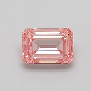 0.52ct EMERALD Fancy Intense Pink VS2 Coloured Lab diamond