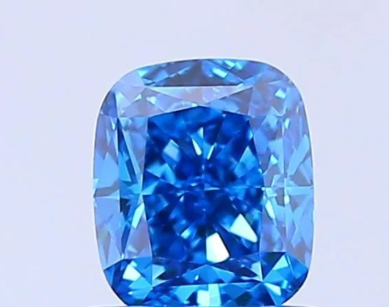 0.78ct CUSHION Fancy Vivid Blue VVS2 Coloured Lab diamond