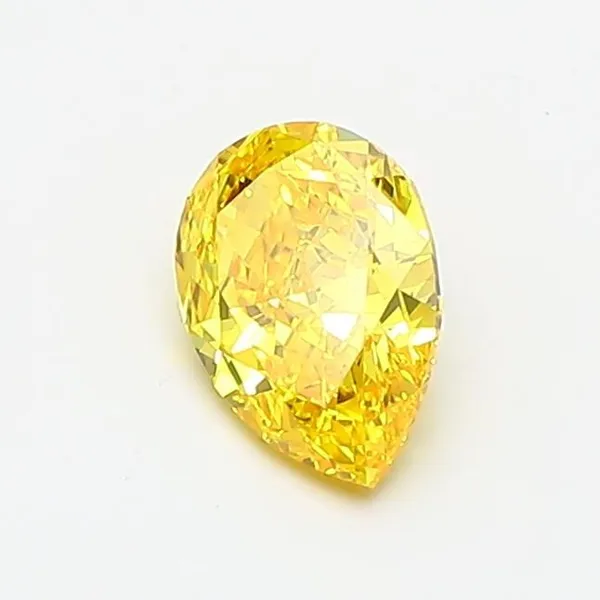 0.68ct PEAR Fancy Vivid Yellow VVS1 Coloured Lab diamond