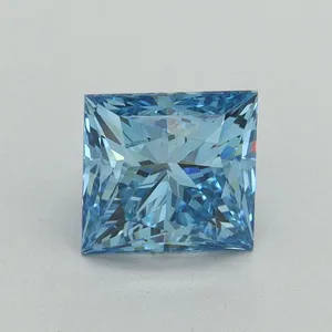 1.63ct PRINCESS Fancy Vivid Blue VS1 Coloured Lab diamond