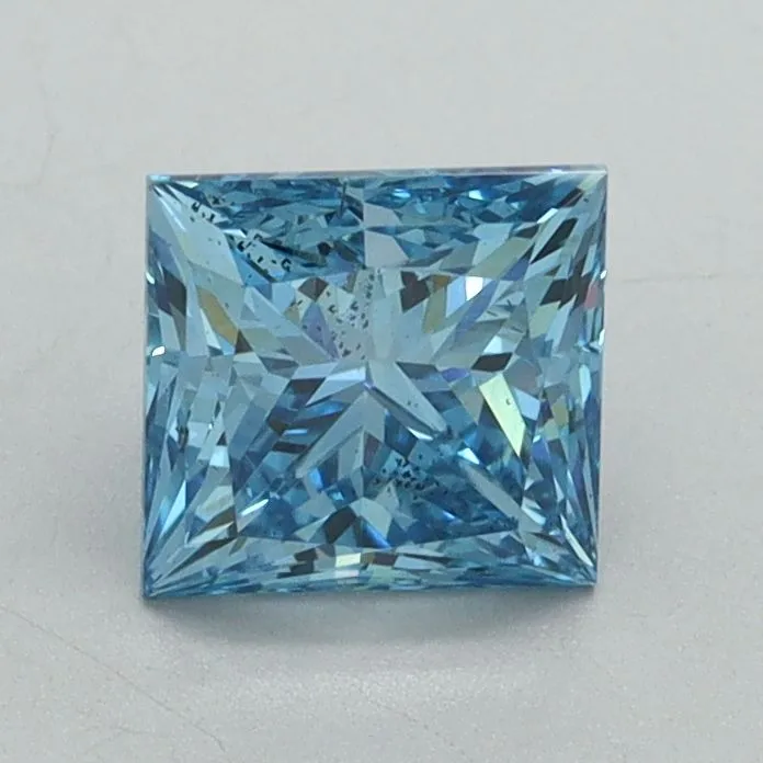 1.19ct PRINCESS Fancy Vivid Blue SI1 Coloured Lab diamond