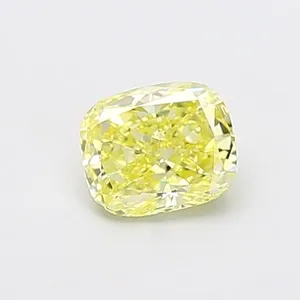 0.8ct CUSHION Fancy Intense Yellow VS2 Coloured Lab diamond