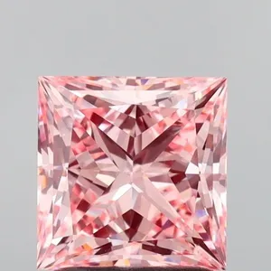 1.84ct PRINCESS Fancy Vivid Pink VVS2 Coloured Lab diamond