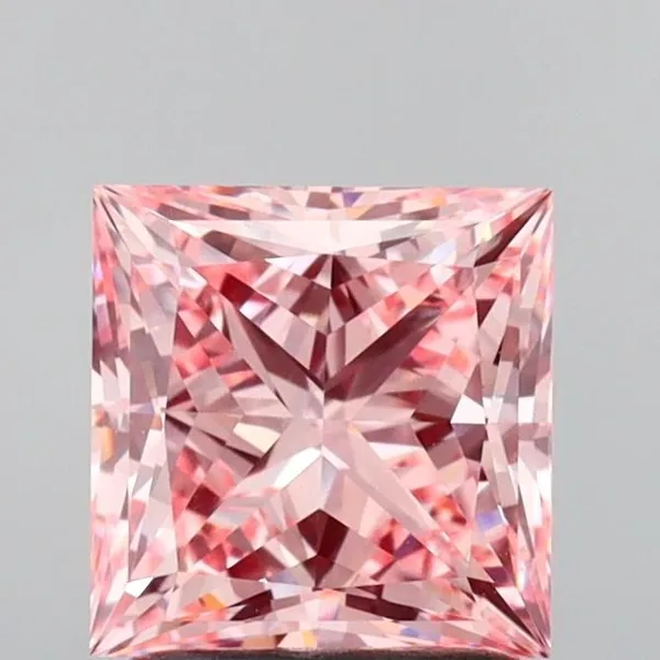 1.84ct PRINCESS Fancy Vivid Pink VVS2 Coloured Lab diamond