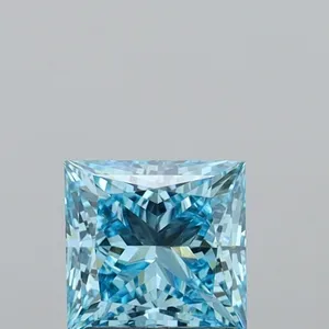 1.43ct PRINCESS Fancy Vivid Blue VS1 Coloured Lab diamond