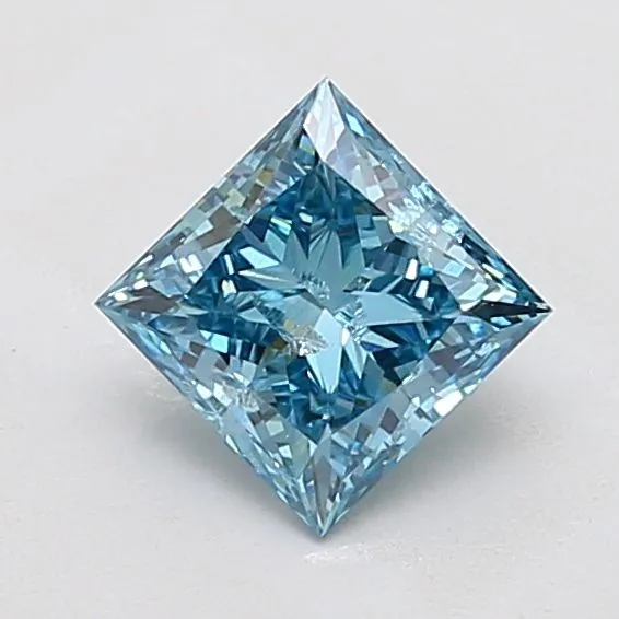 1.53ct PRINCESS Fancy Vivid Blue I1 Coloured Lab diamond
