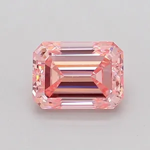 0.9ct EMERALD Fancy Intense Pink VS1 Coloured Lab diamond