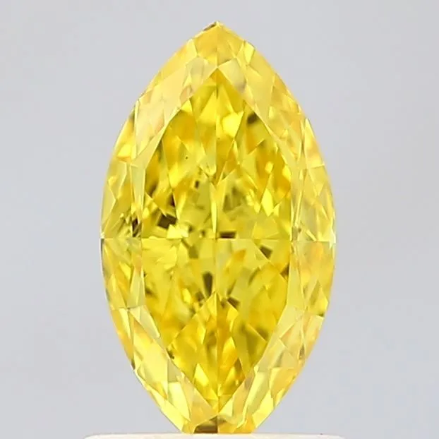1.10ct MARQUISE Fancy Vivid Yellow VVS2 Coloured Lab diamond