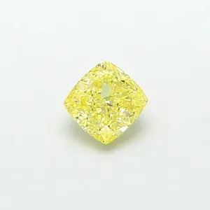 1ct CUSHION Fancy Intense Yellow VS1 Coloured Lab diamond