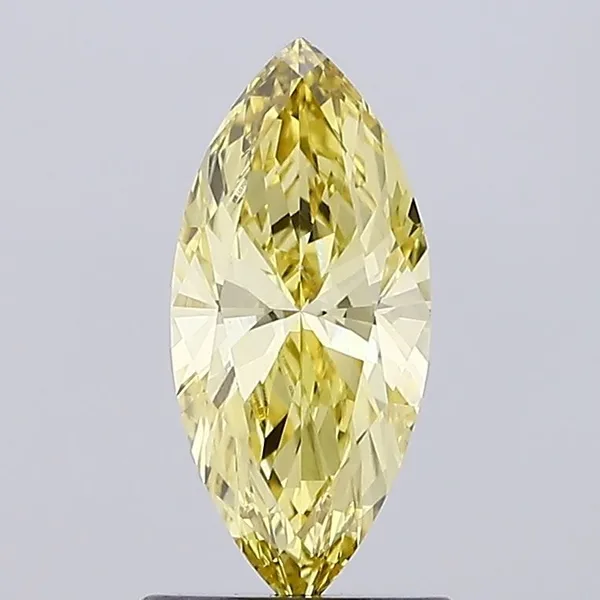 0.86ct MARQUISE Fancy Intense Yellow VVS2 Coloured Lab diamond
