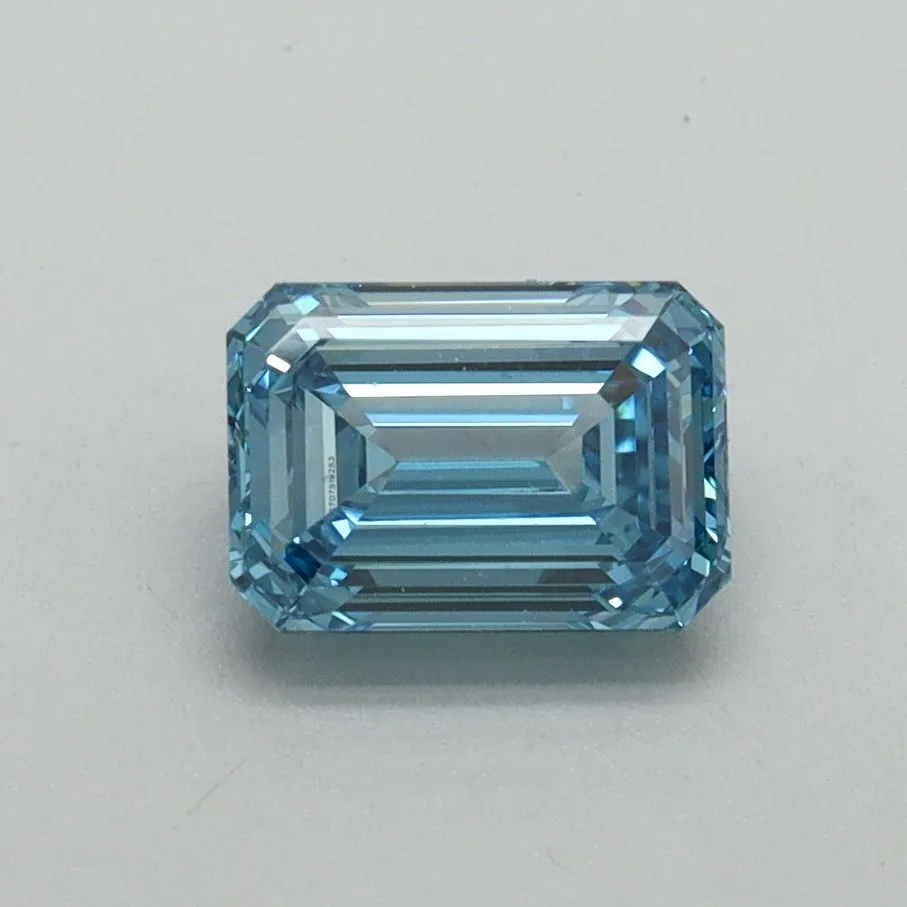 1.02ct EMERALD Fancy Vivid Blue VVS2 Coloured Lab diamond
