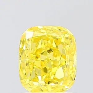 1ct CUSHION Fancy Vivid Yellow VVS2 Coloured Lab diamond
