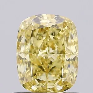 0.87ct CUSHION Fancy Intense Yellow VS2 Coloured Lab diamond