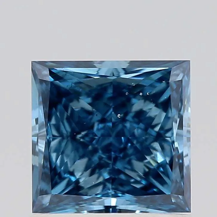 1.00ct PRINCESS Fancy Vivid Blue VS2 Coloured Lab diamond