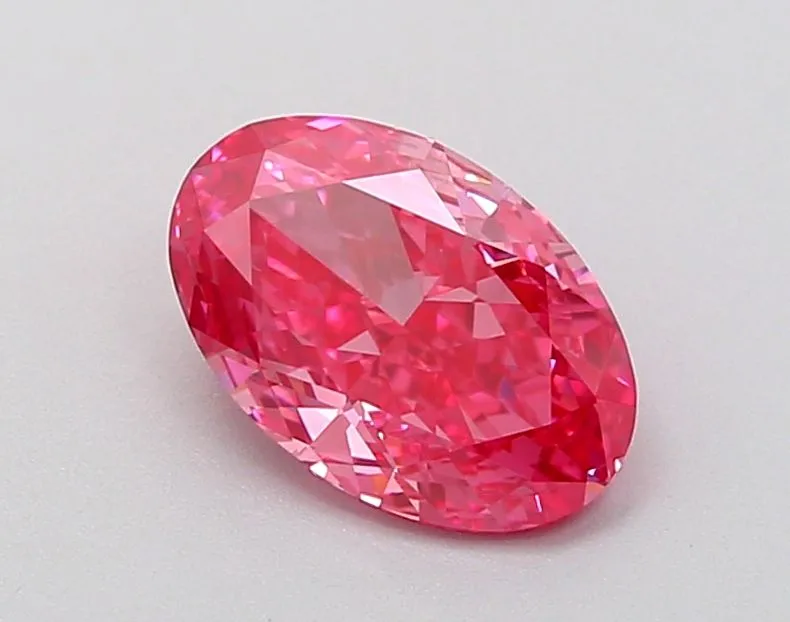 1.08ct OVAL Fancy Vivid Pink VS1 Coloured Lab diamond