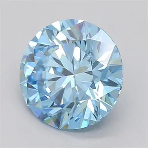 0.72ct ROUND Fancy Vivid Blue VVS2 Coloured Lab diamond