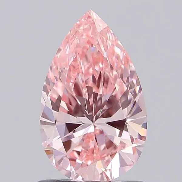 0.92ct PEAR Fancy Vivid Pink VVS2 Coloured Lab diamond